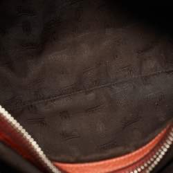 Pre Owned Gucci Beige/Brick Orange GG Canvas Medium Bamboo Bar Tote