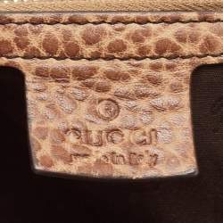 Pre Owned Gucci Beige/Brown GG Canvas and Leather Medium Bamboo Bar Tote