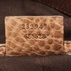 Pre Owned Gucci Beige/Brown GG Canvas and Leather Medium Bamboo Bar Tote