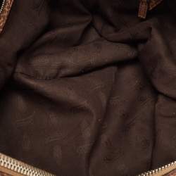 Pre Owned Gucci Beige/Brown GG Canvas and Leather Medium Bamboo Bar Tote