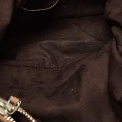 Pre Owned Gucci Beige/Brown GG Canvas and Leather Medium Bamboo Bar Tote