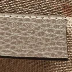 Pre Owned Gucci Grey Leather Small Dollar Interlocking G Crossbody Bag