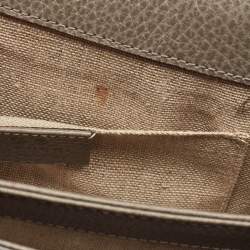 Pre Owned Gucci Grey Leather Small Dollar Interlocking G Crossbody Bag