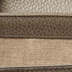 Pre Owned Gucci Grey Leather Small Dollar Interlocking G Crossbody Bag