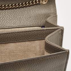 Pre Owned Gucci Grey Leather Small Dollar Interlocking G Crossbody Bag