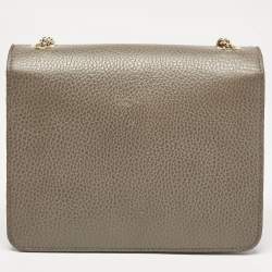 Pre Owned Gucci Grey Leather Small Dollar Interlocking G Crossbody Bag