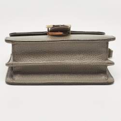 Pre Owned Gucci Grey Leather Small Dollar Interlocking G Crossbody Bag