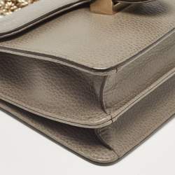 Pre Owned Gucci Grey Leather Small Dollar Interlocking G Crossbody Bag