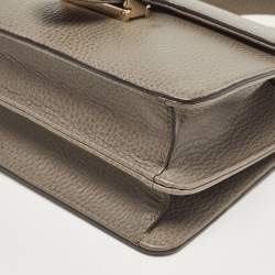 Pre Owned Gucci Grey Leather Small Dollar Interlocking G Crossbody Bag