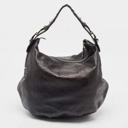 Gucci Black Guccissima Leather Medium Pelham Hobo