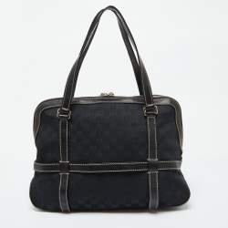 Pre Owned Gucci Black GG Canvas and Leather Royal Shoulder Bag