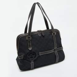 Pre Owned Gucci Black GG Canvas and Leather Royal Shoulder Bag