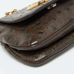 Pre Owned حقيبة كروس غوتشي 1973 بسلسلة جلد برتقالي صغيرة