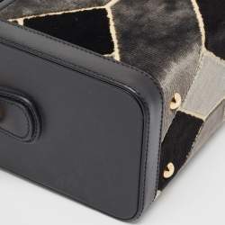 Pre Owned Gucci Black/Grey Printed Velvet and Leather Savoy Beauty Case Bag