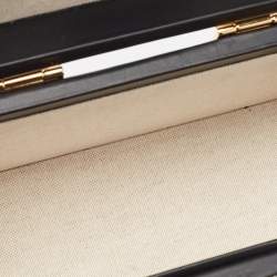 Pre Owned Gucci Black/Grey Printed Velvet and Leather Savoy Beauty Case Bag