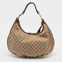Pre Owned Gucci Beige GG Canvas and Leather Interlocking G Hobo
