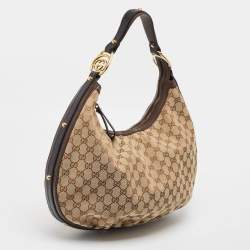 Pre Owned Gucci Beige GG Canvas and Leather Interlocking G Hobo