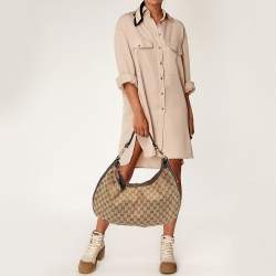 Pre Owned Gucci Beige GG Canvas and Leather Interlocking G Hobo