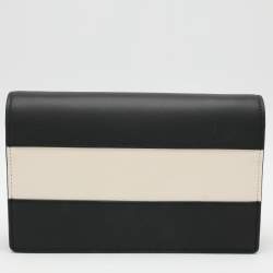 Pre Owned Gucci Black/White Leather Queen Margaret Wallet On Chain