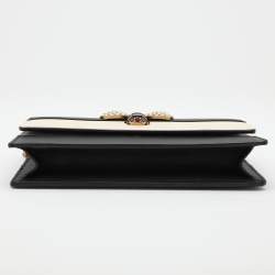 Pre Owned Gucci Black/White Leather Queen Margaret Wallet On Chain