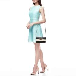 Pre Owned Gucci Black/White Leather Queen Margaret Wallet On Chain