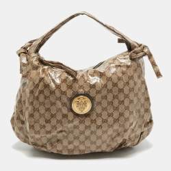 Gucci Beige GG Crystal Canvas Hysteria Hobo