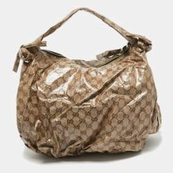 Gucci Beige GG Crystal Canvas Hysteria Hobo