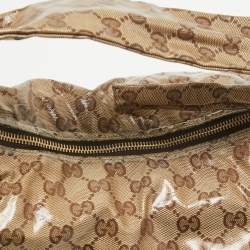 Gucci Beige GG Crystal Canvas Hysteria Hobo