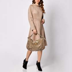 Gucci Beige GG Crystal Canvas Hysteria Hobo