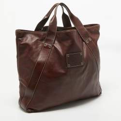 Pre Owned Gucci Brown Leather Shopper Tote