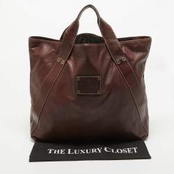 Pre Owned Gucci Brown Leather Shopper Tote