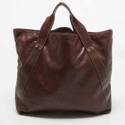 Pre Owned Gucci Brown Leather Shopper Tote