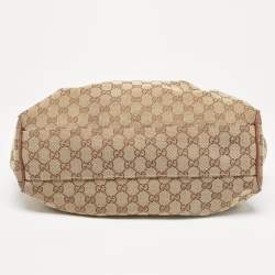 مملوكة مسبقًا Gucci Beige/Brown GG Canvas and Leather Medium Sukey Tote