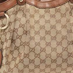 مملوكة مسبقًا Gucci Beige/Brown GG Canvas and Leather Medium Sukey Tote