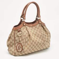 مملوكة مسبقًا Gucci Beige/Brown GG Canvas and Leather Medium Sukey Tote