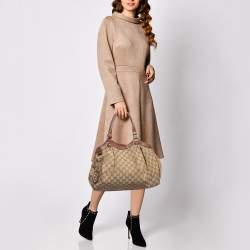 مملوكة مسبقًا Gucci Beige/Brown GG Canvas and Leather Medium Sukey Tote