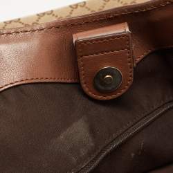 مملوكة مسبقًا Gucci Beige/Brown GG Canvas and Leather Medium Sukey Tote