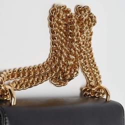 Pre Owned Gucci Black/Beige GG Supreme Canvas and Leather Small Padlock Shoulder Bag