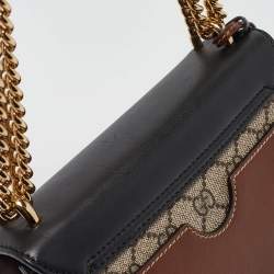Pre Owned Gucci Black/Beige GG Supreme Canvas and Leather Small Padlock Shoulder Bag