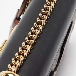 Pre Owned Gucci Black/Beige GG Supreme Canvas and Leather Small Padlock Shoulder Bag