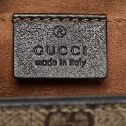 Pre Owned Gucci Black/Beige GG Supreme Canvas and Leather Small Padlock Shoulder Bag