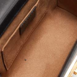 Pre Owned Gucci Black/Beige GG Supreme Canvas and Leather Small Padlock Shoulder Bag