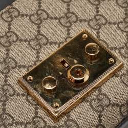 Pre Owned Gucci Black/Beige GG Supreme Canvas and Leather Small Padlock Shoulder Bag