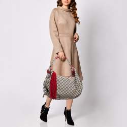 Pre Owned Gucci Red/Blue GG Canvas and Leather Acapulco Hobo