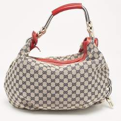 Pre Owned Gucci Red/Blue GG Canvas and Leather Acapulco Hobo