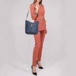 Pre Owned Gucci Navy Blue Leather Small Jackie Bucket Bag