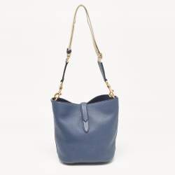 Pre Owned Gucci Navy Blue Leather Small Jackie Bucket Bag