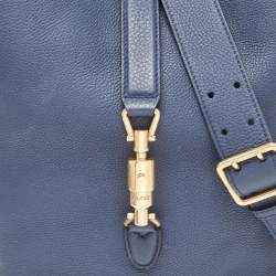 Pre Owned Gucci Navy Blue Leather Small Jackie Bucket Bag