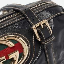 Pre Owned Gucci Black Coated Fabric Britt Boston Bag