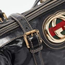 Pre Owned Gucci Black Coated Fabric Britt Boston Bag